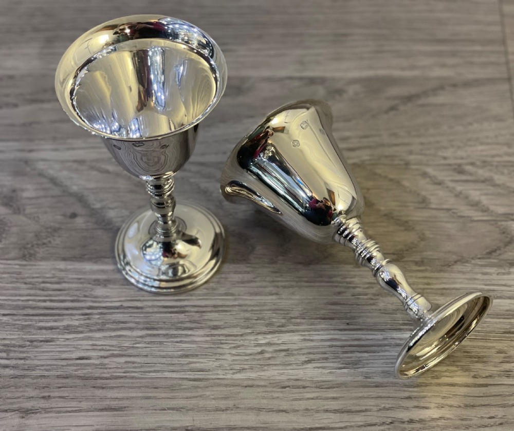 Pair of Solid Silver Wine Goblets View III