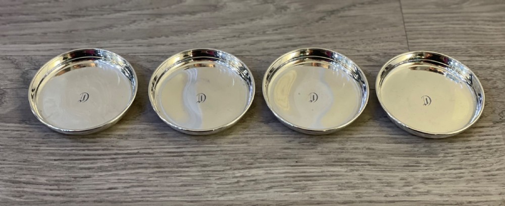 Set Four Canadian Silver Drinks Coasters By Birks