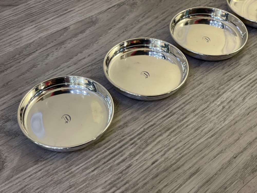 Set Four Canadian Silver Drinks Coasters By Birks View II