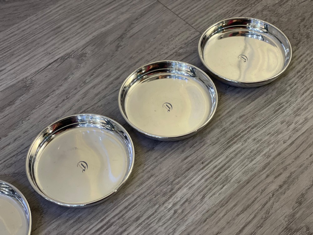Set Four Canadian Silver Drinks Coasters By Birks View III