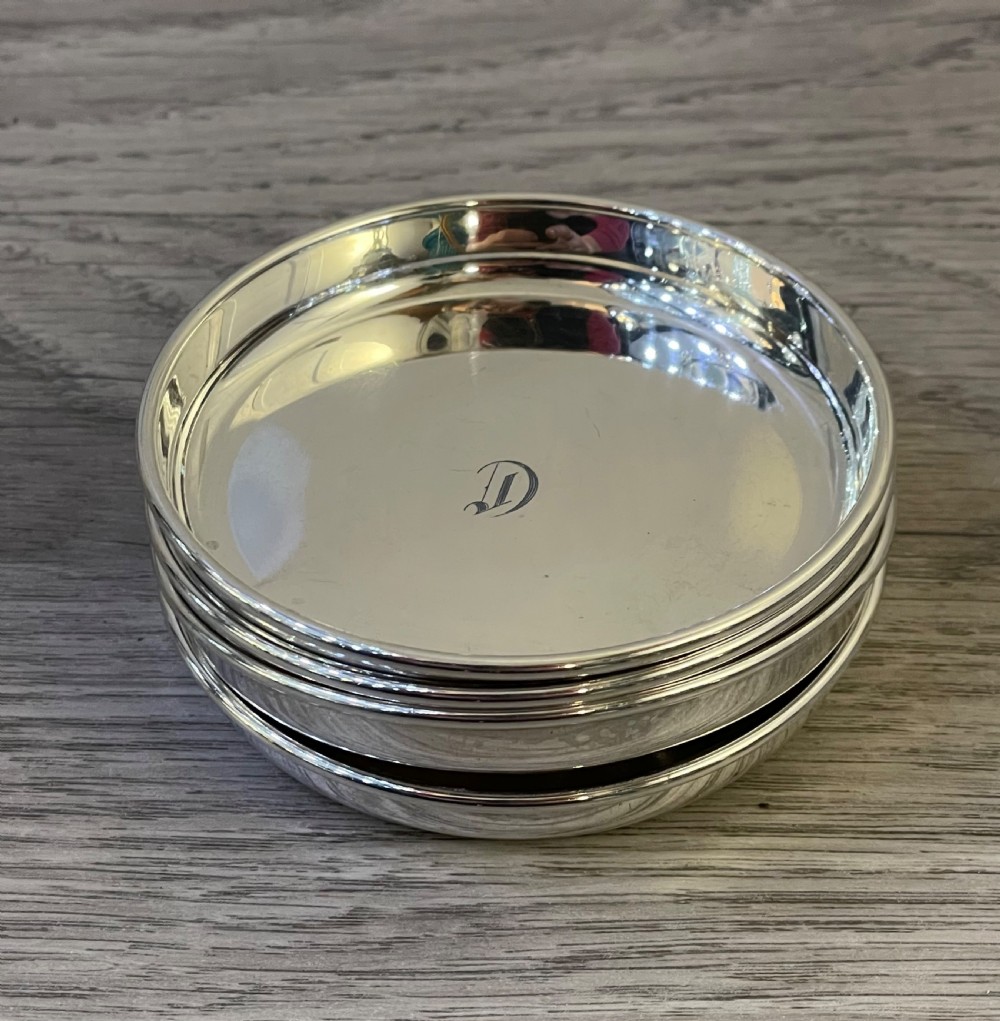 Set Four Canadian Silver Drinks Coasters By Birks View VI