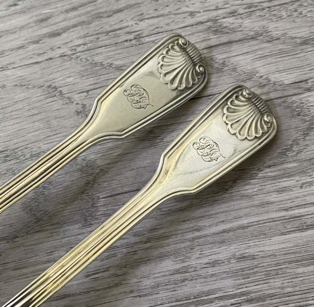 Good Pair of Silver Fiddle Thread & Shell Sauce Ladles View II