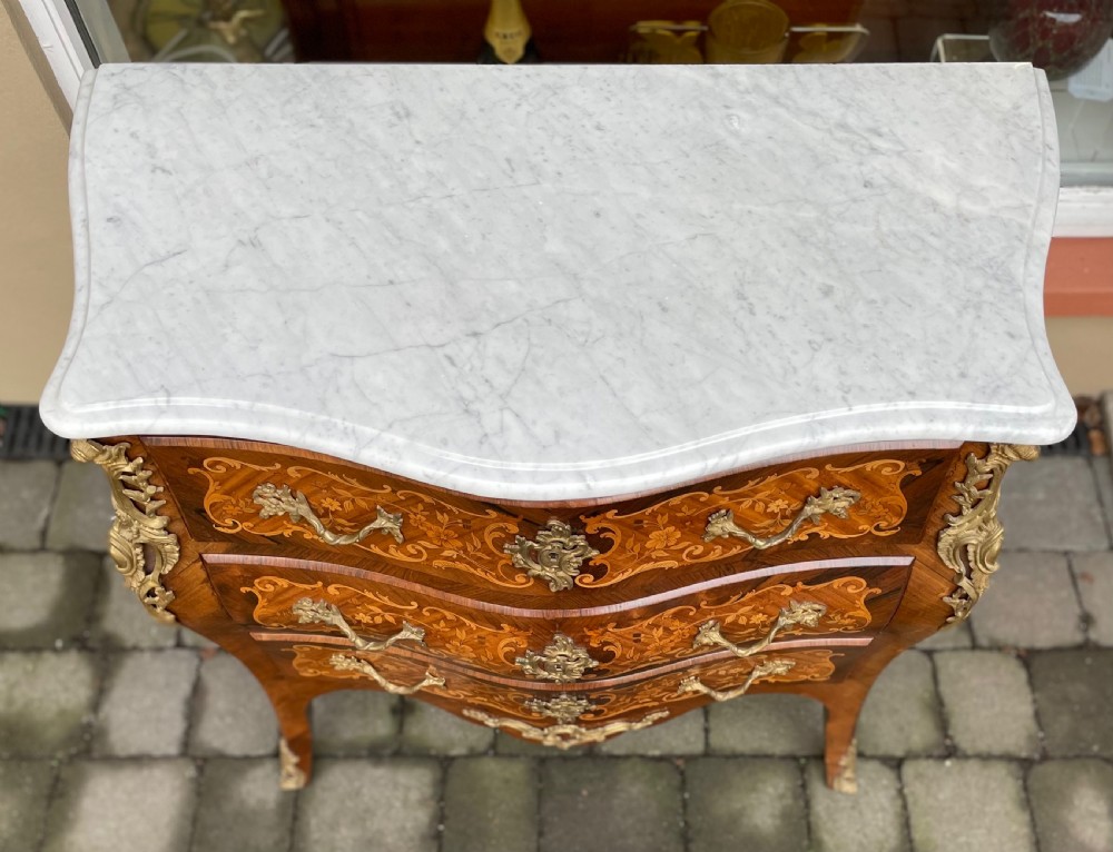 Large 19th Century French Marquetry Chest Of Drawers Bombe Commode View VI