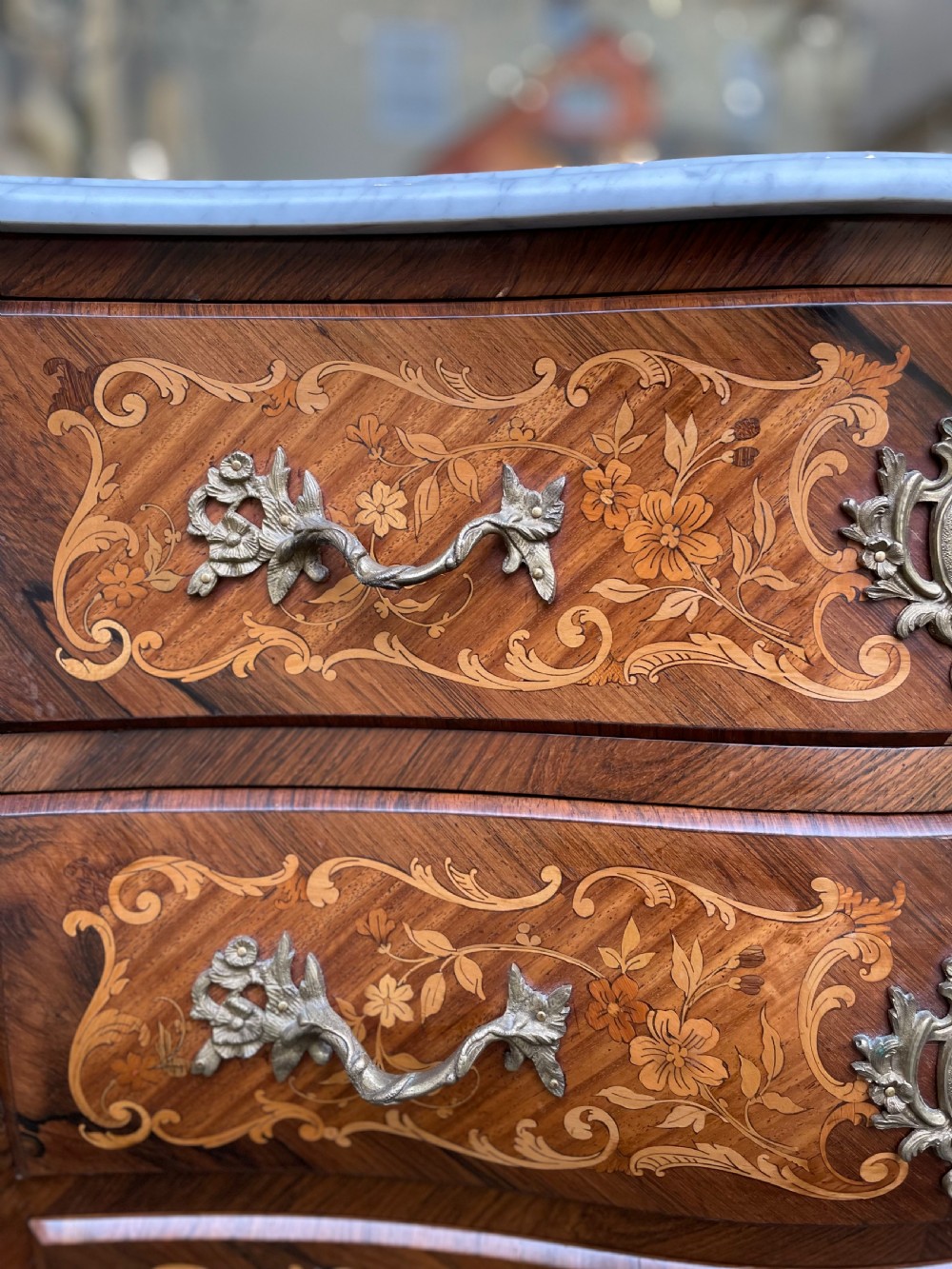 Large 19th Century French Marquetry Chest Of Drawers Bombe Commode View XI