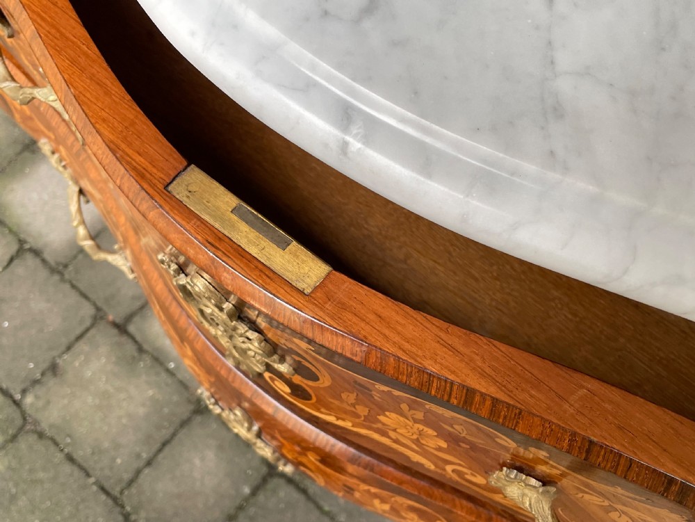 Large 19th Century French Marquetry Chest Of Drawers Bombe Commode View XVI