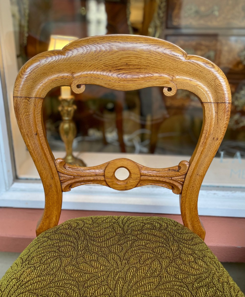 Set of Four Victorian Golden Oak Dining Chairs View III