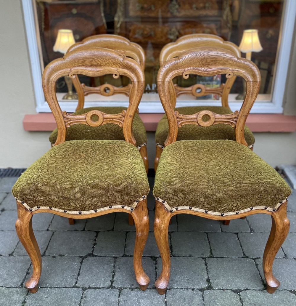 Set of Four Victorian Golden Oak Dining Chairs View IV