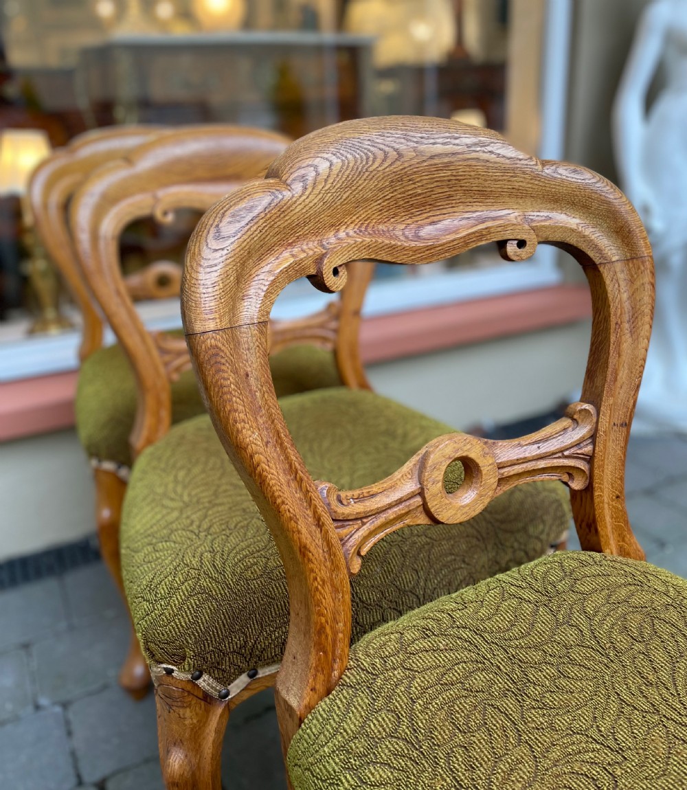 Set of Four Victorian Golden Oak Dining Chairs View V