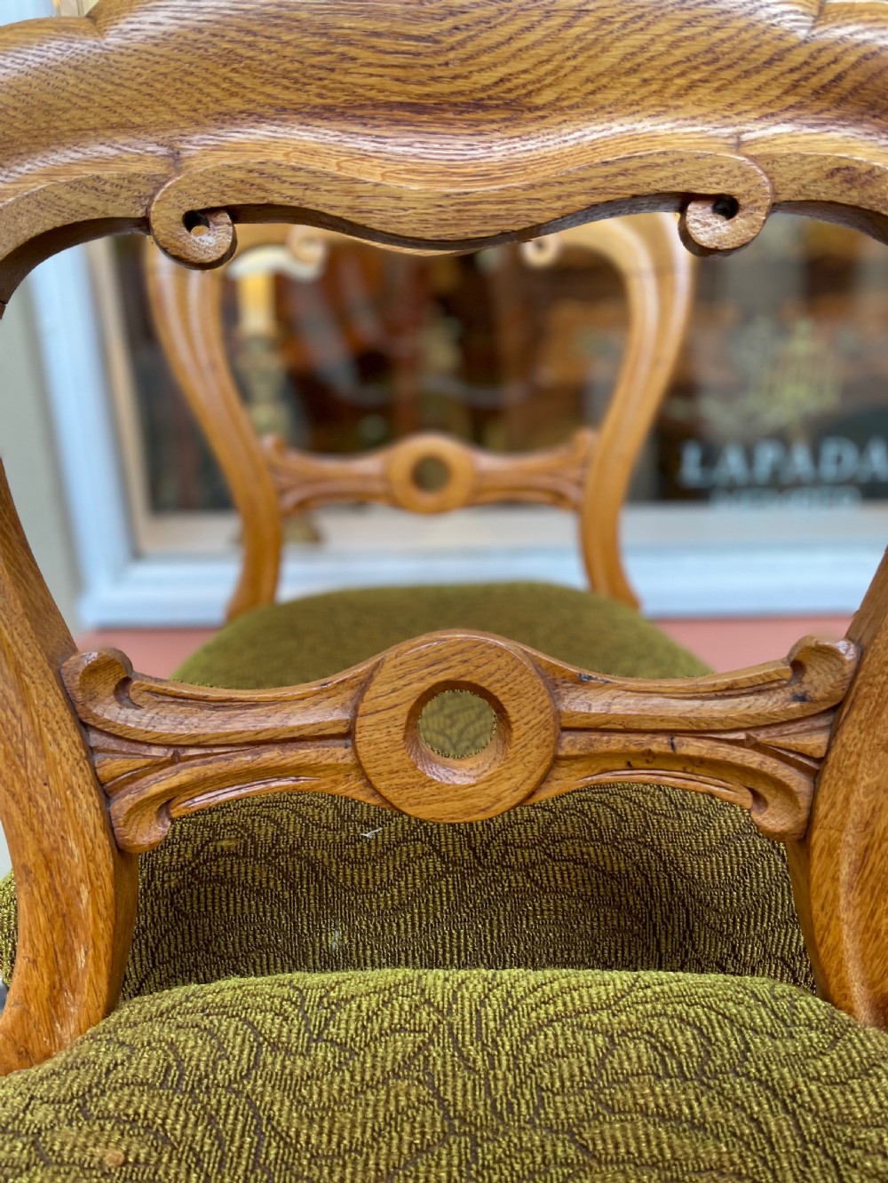 Set of Four Victorian Golden Oak Dining Chairs View VI