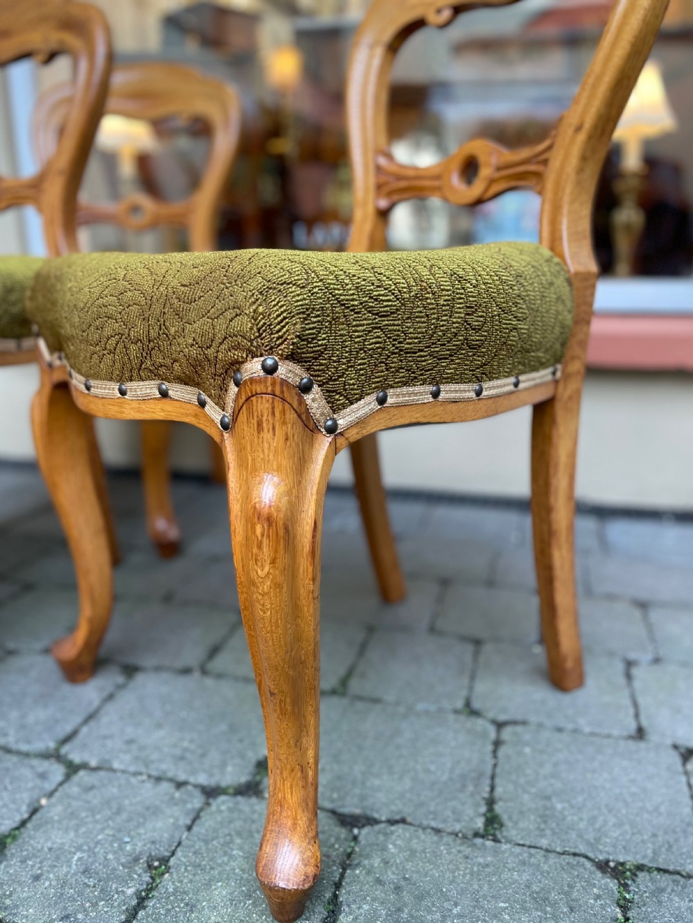Set of Four Victorian Golden Oak Dining Chairs View VII