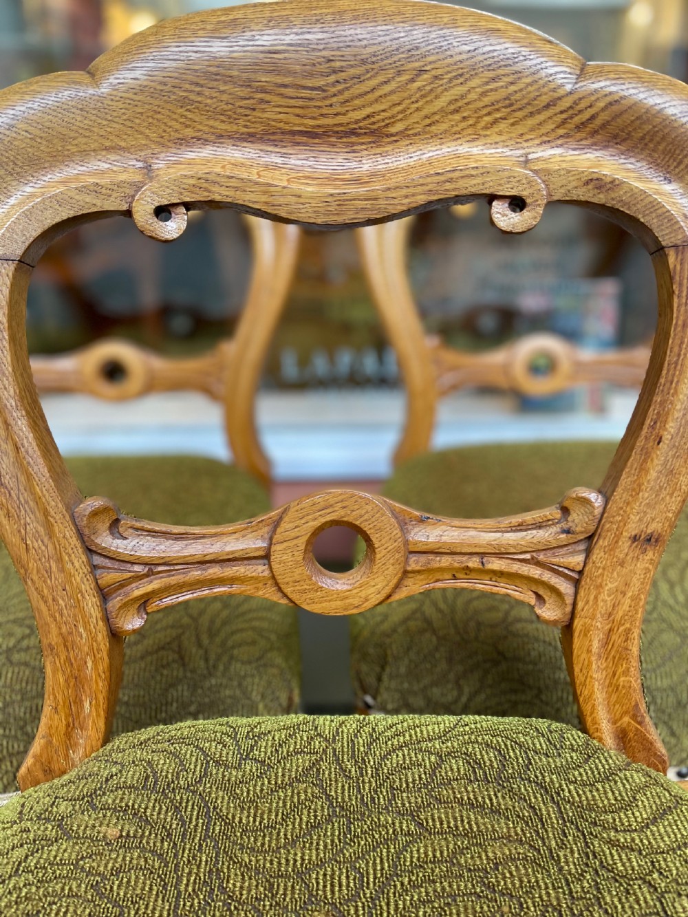 Set of Four Victorian Golden Oak Dining Chairs View IX