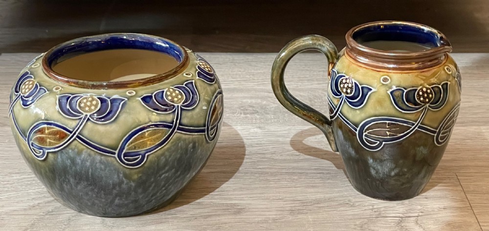 Royal Doulton Stoneware Four Piece Tea Set, Art Nouveau  View V