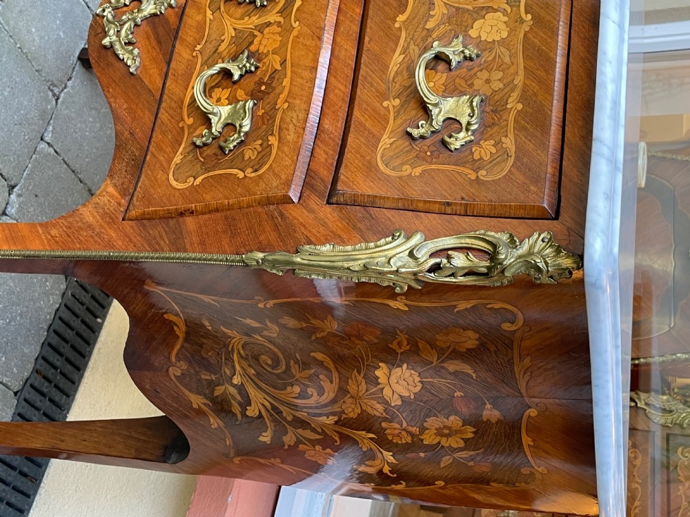 French Marquetry Chest Of Drawers Bombe Commode View VII