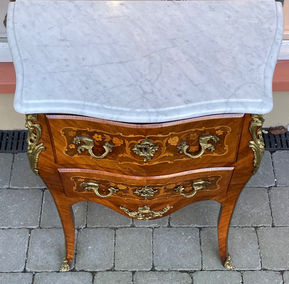 French Marquetry Chest Of Drawers Bombe Commode View VIII