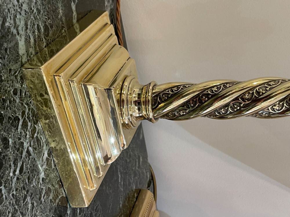 Victorian Brass Corinthian Column Table Lamp View VI