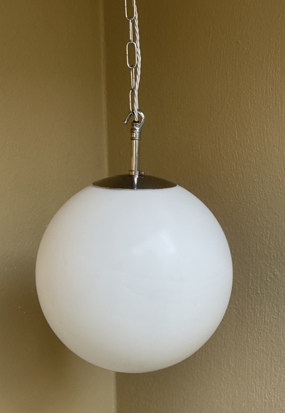 Large Opaline Falks Globe Pendant View II