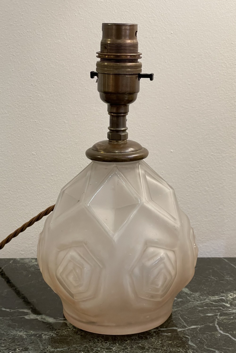 Pretty French Glass Table Lamp by Luminax View VII