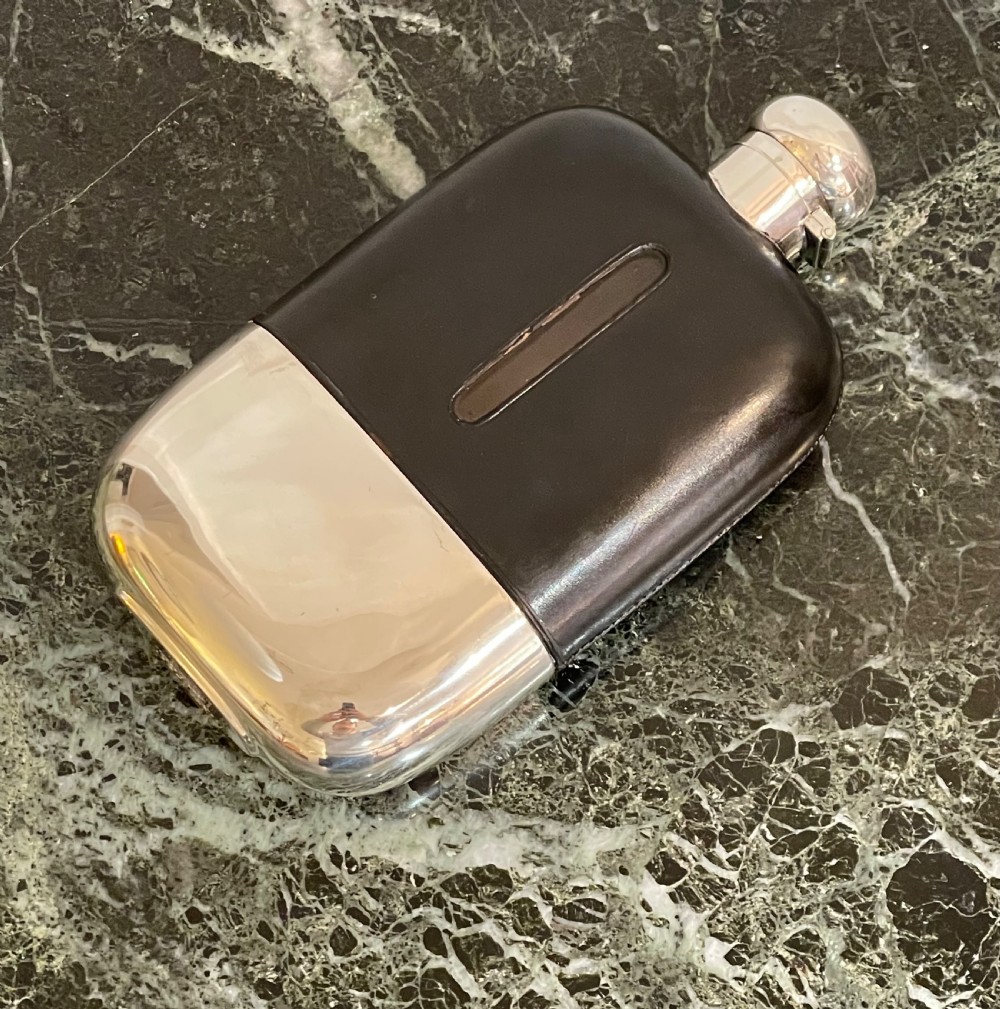Large Victorian Silver Plated Hip Flask by Walker & Hall