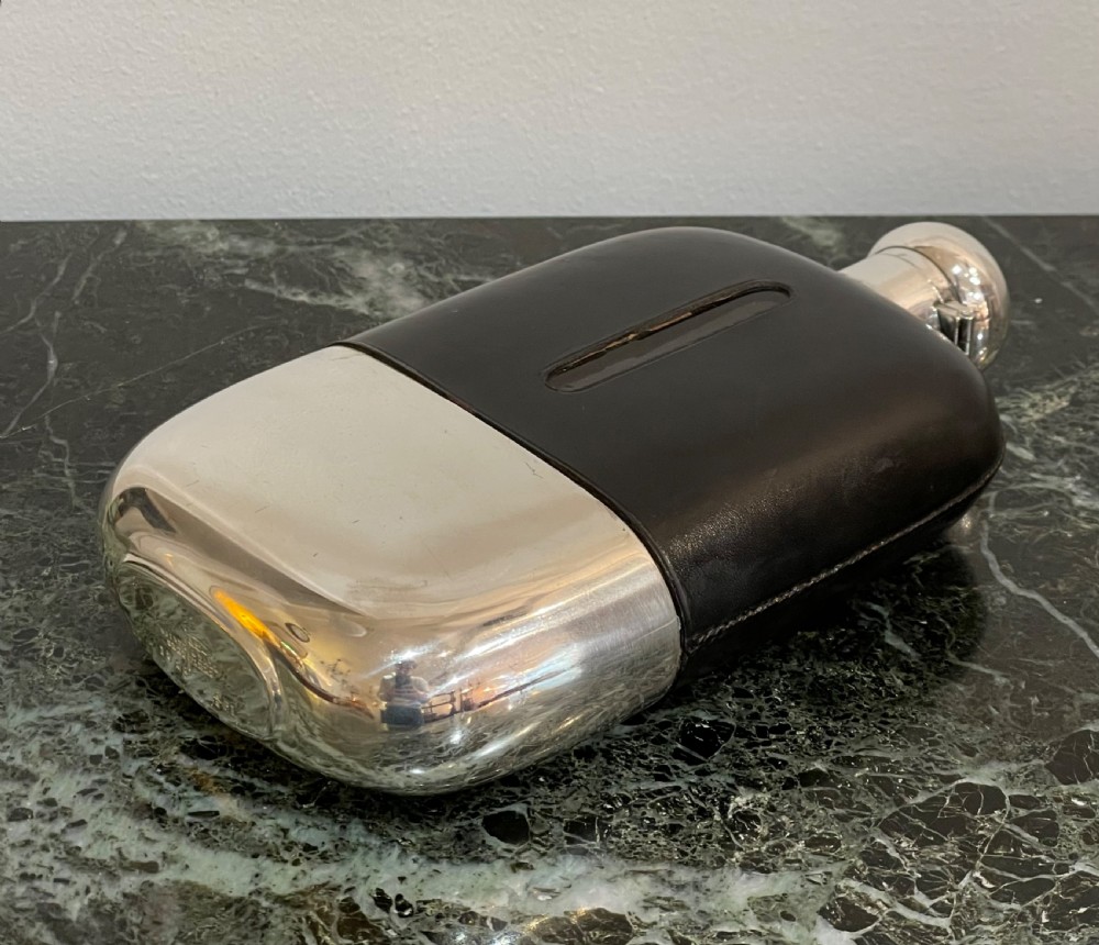 Large Victorian Silver Plated Hip Flask by Walker & Hall View II