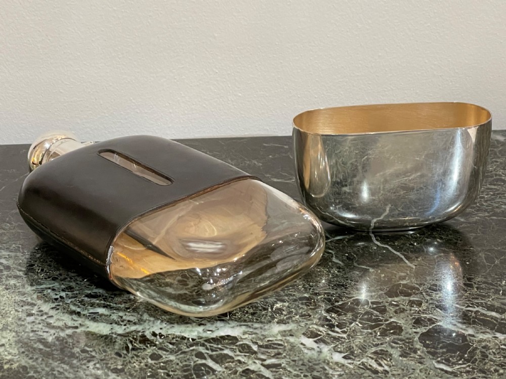 Large Victorian Silver Plated Hip Flask by Walker & Hall View V