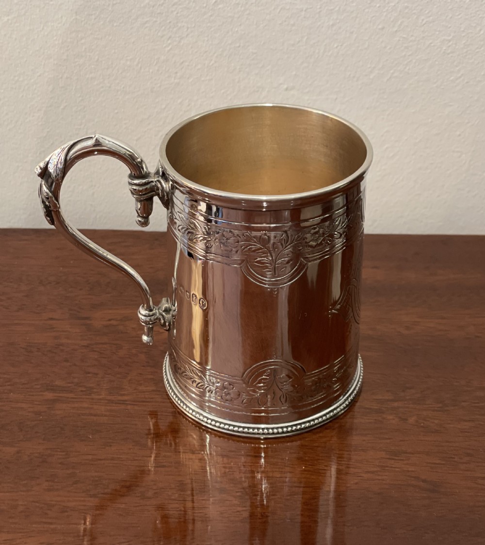 Victorian Solid Silver Christening Mug Tankard