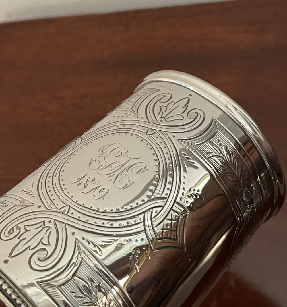 Victorian Solid Silver Christening Mug Tankard View III