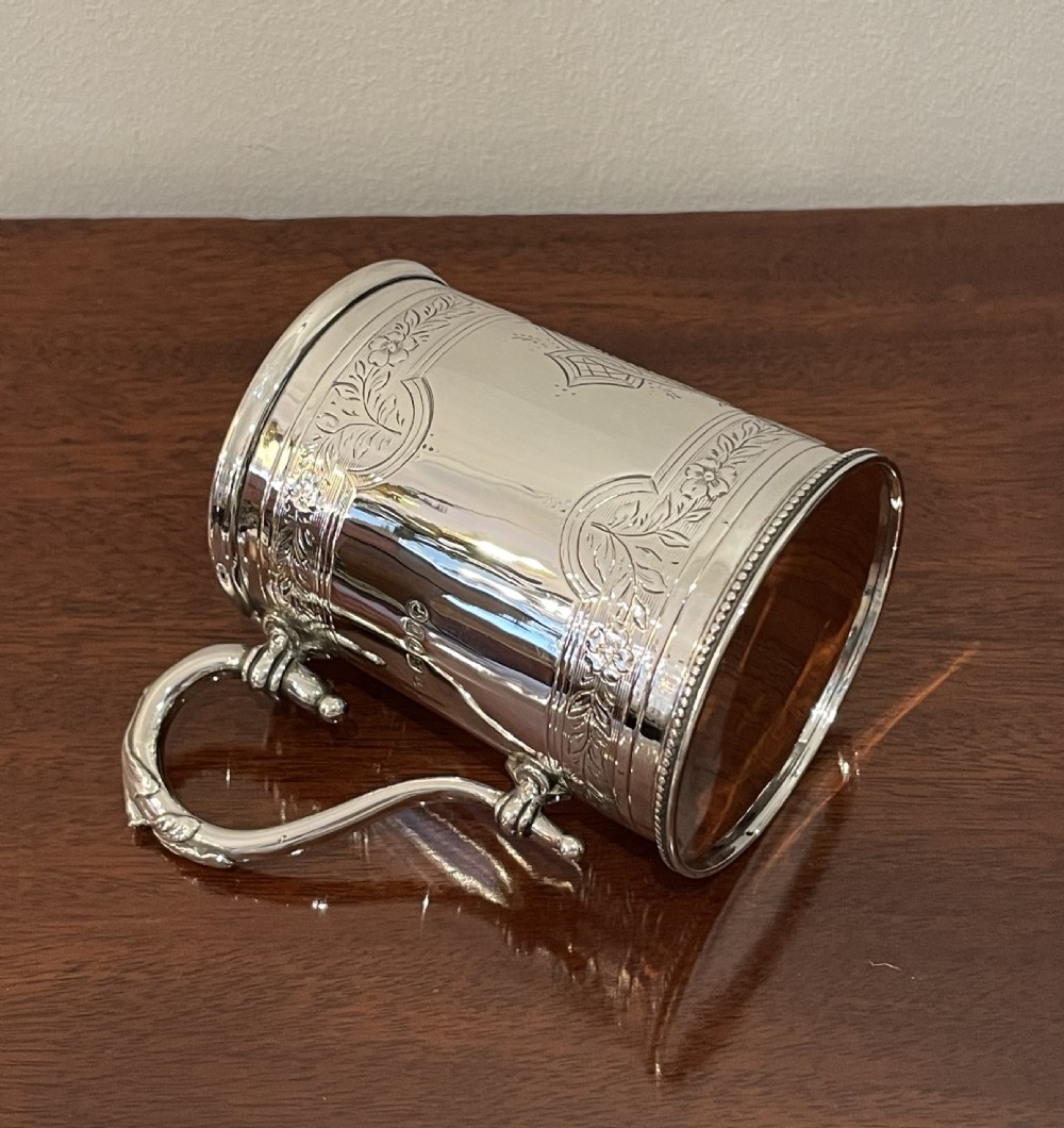 Victorian Solid Silver Christening Mug Tankard View IV