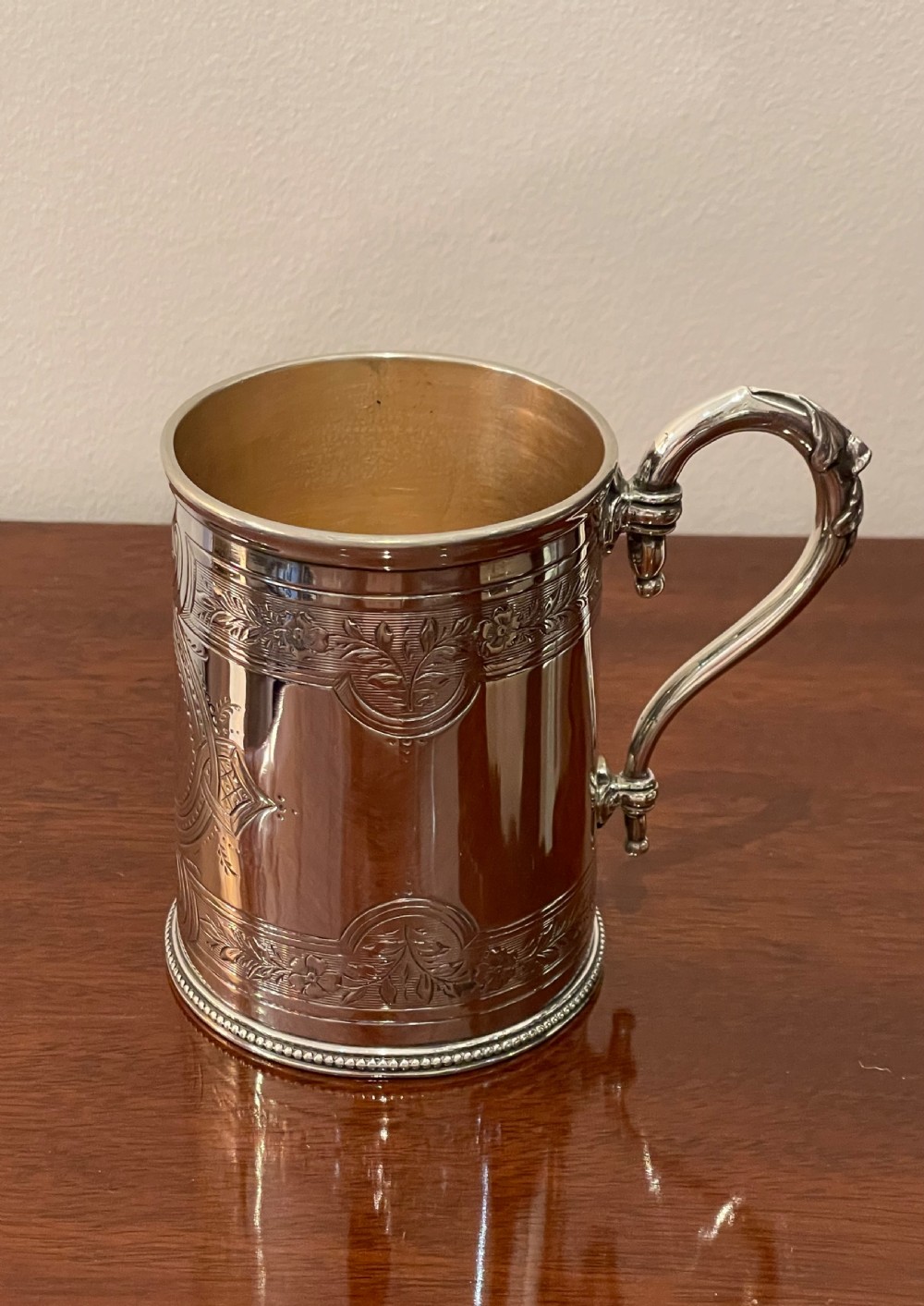 Victorian Solid Silver Christening Mug Tankard View VI