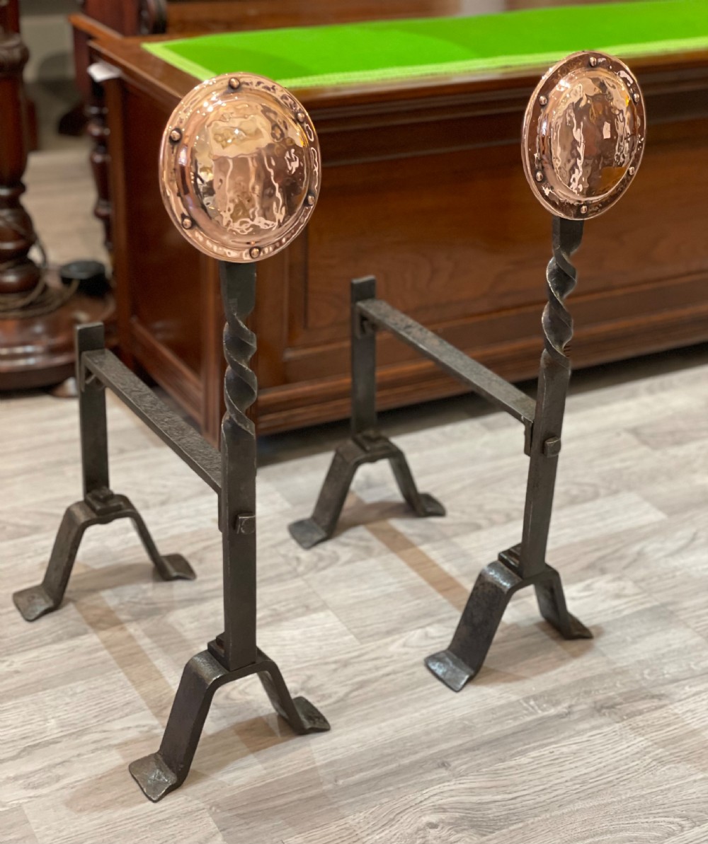 Pair of Arts & Crafts Fire Dogs View III