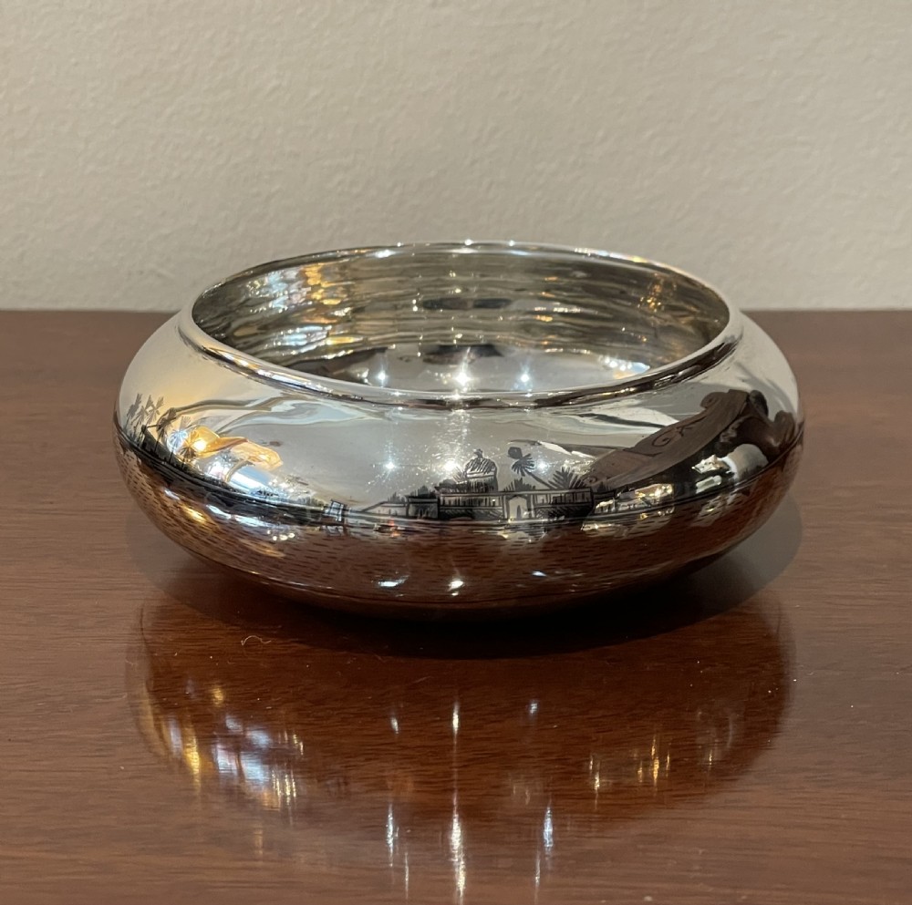 Middle Eastern Silver and Niello Bowl