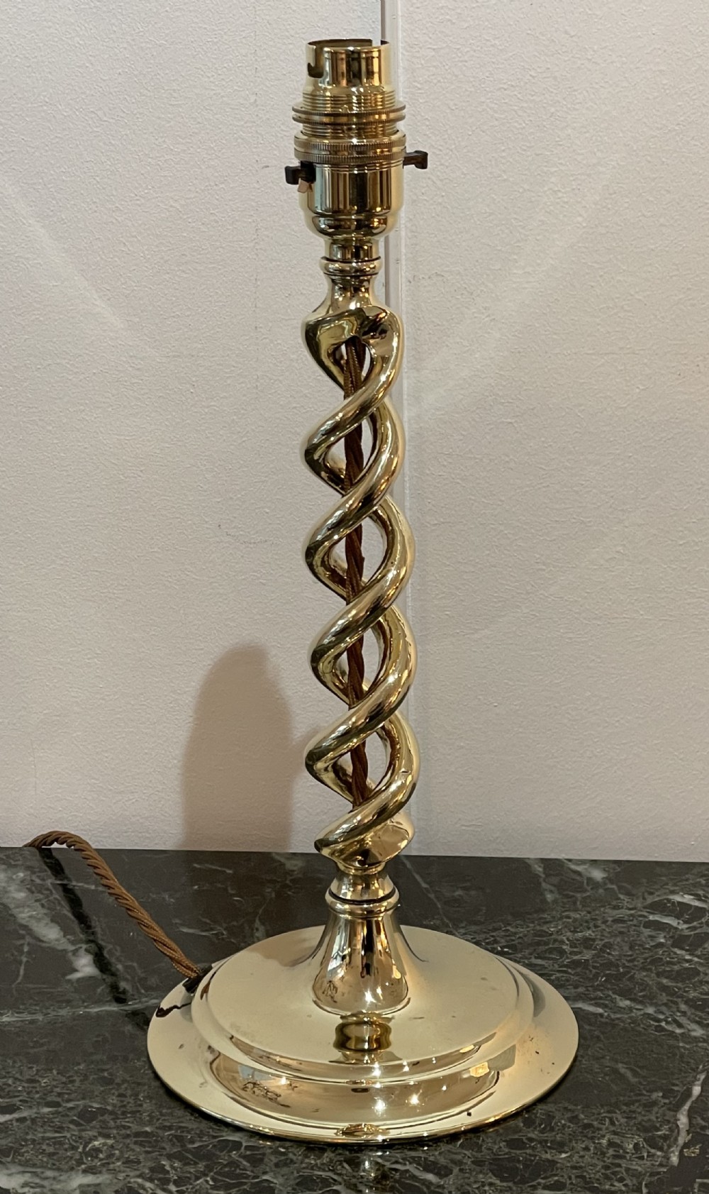 Pretty Early 20th Century Brass Table Lamp, with Shade