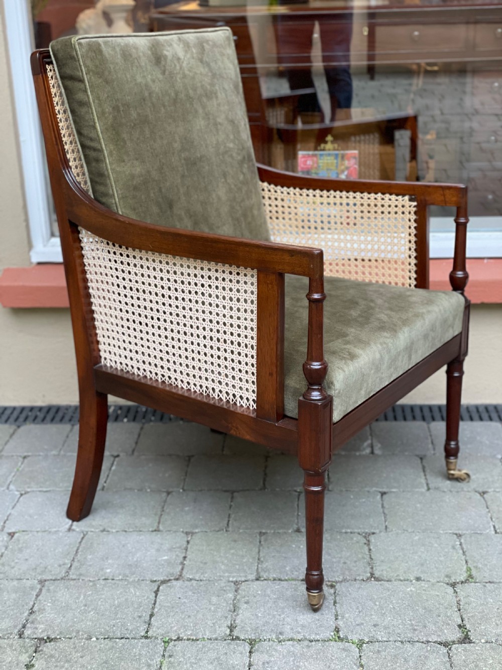 Regency Style Mahogany Bergere Armchair View V