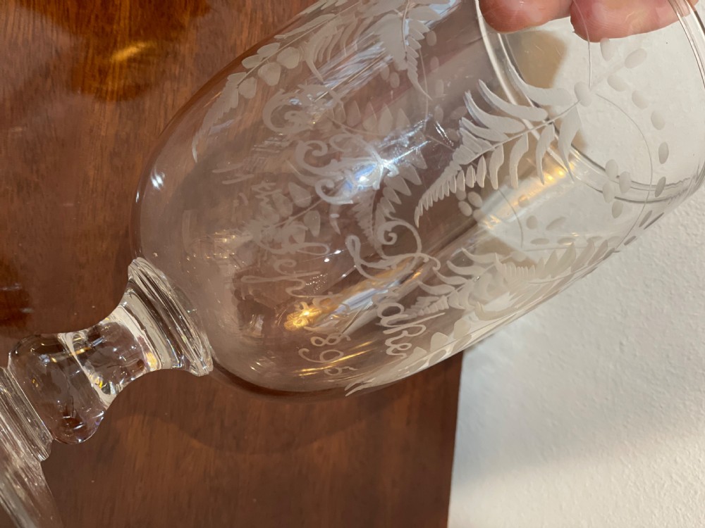 Large Victorian Glass Rummer, dated 1895 View IV