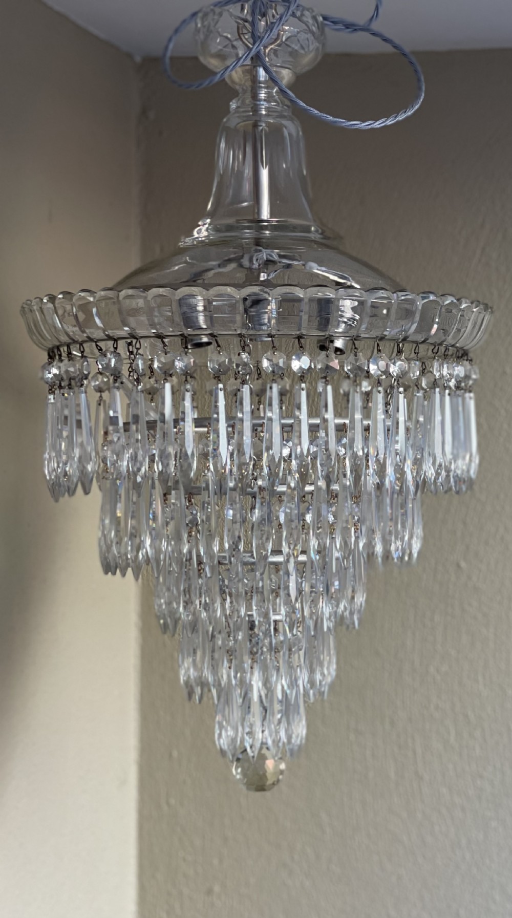 Stunning Art Deco Waterfall Three Bulb  Chandelier