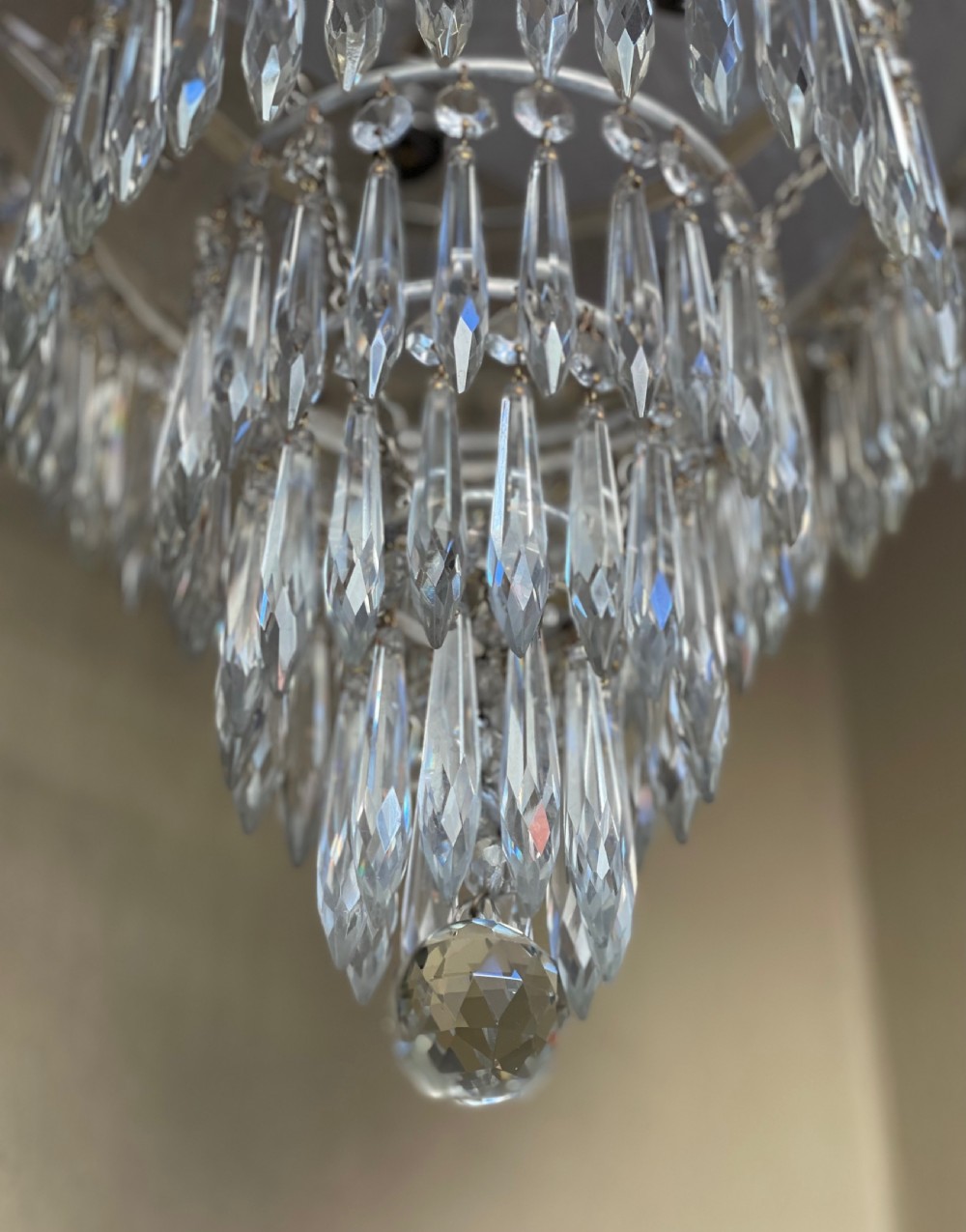 Stunning Art Deco Waterfall Three Bulb  Chandelier View III