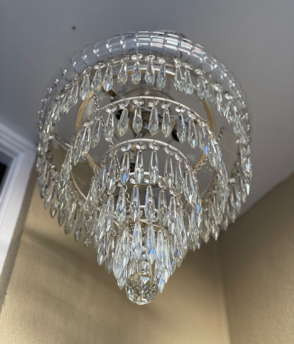 Stunning Art Deco Waterfall Three Bulb  Chandelier View V