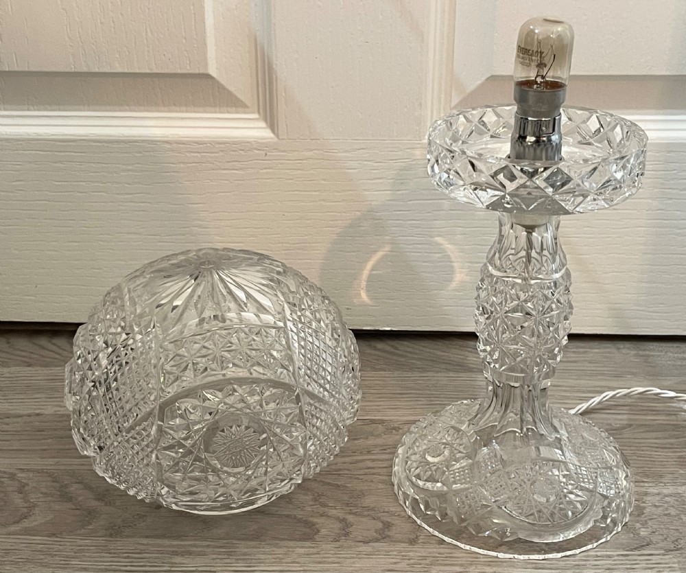 Quality Cut Glass Mushroom Lamp View V