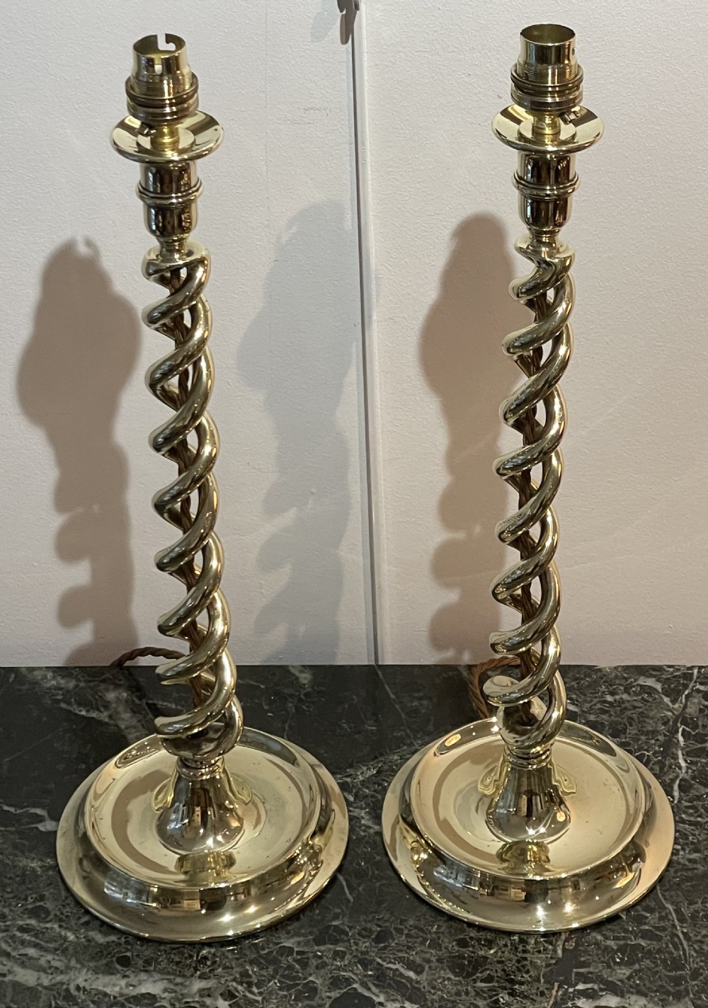 Good Pair of Tall Brass Table Lamps