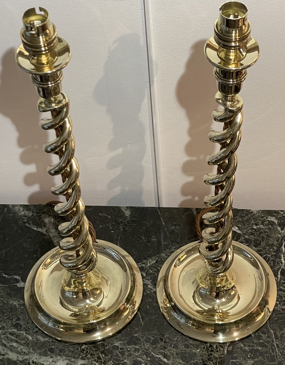 Good Pair of Tall Brass Table Lamps View II
