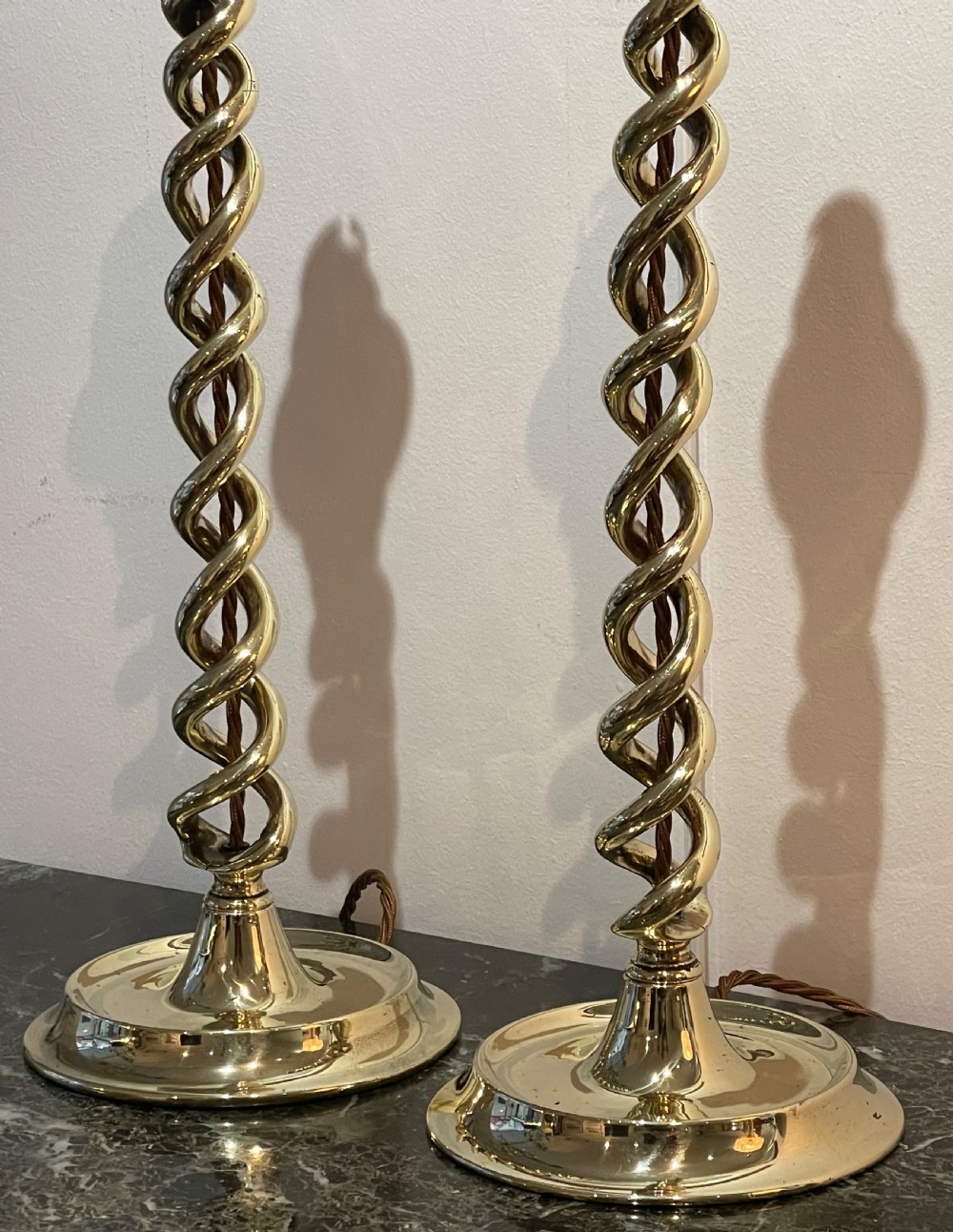Good Pair of Tall Brass Table Lamps View III