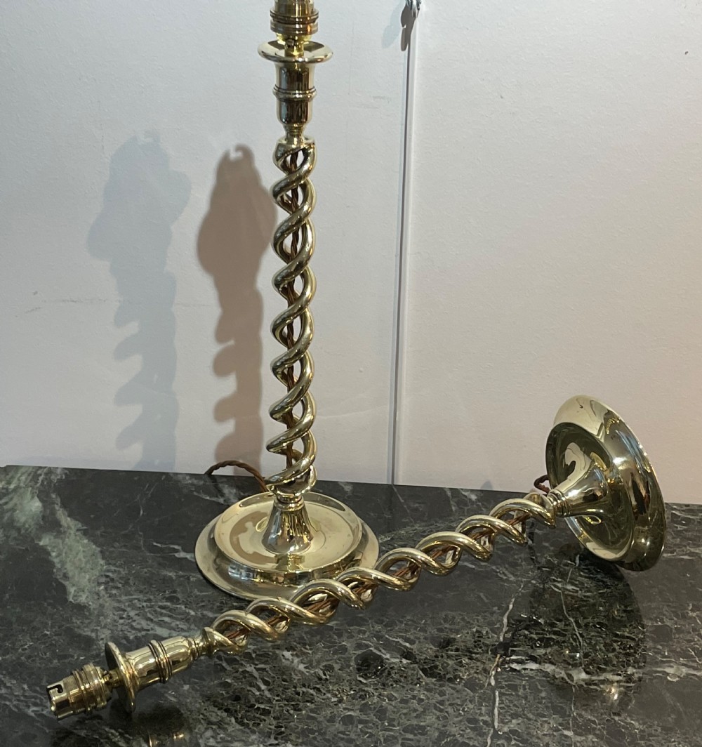Good Pair of Tall Brass Table Lamps View IV