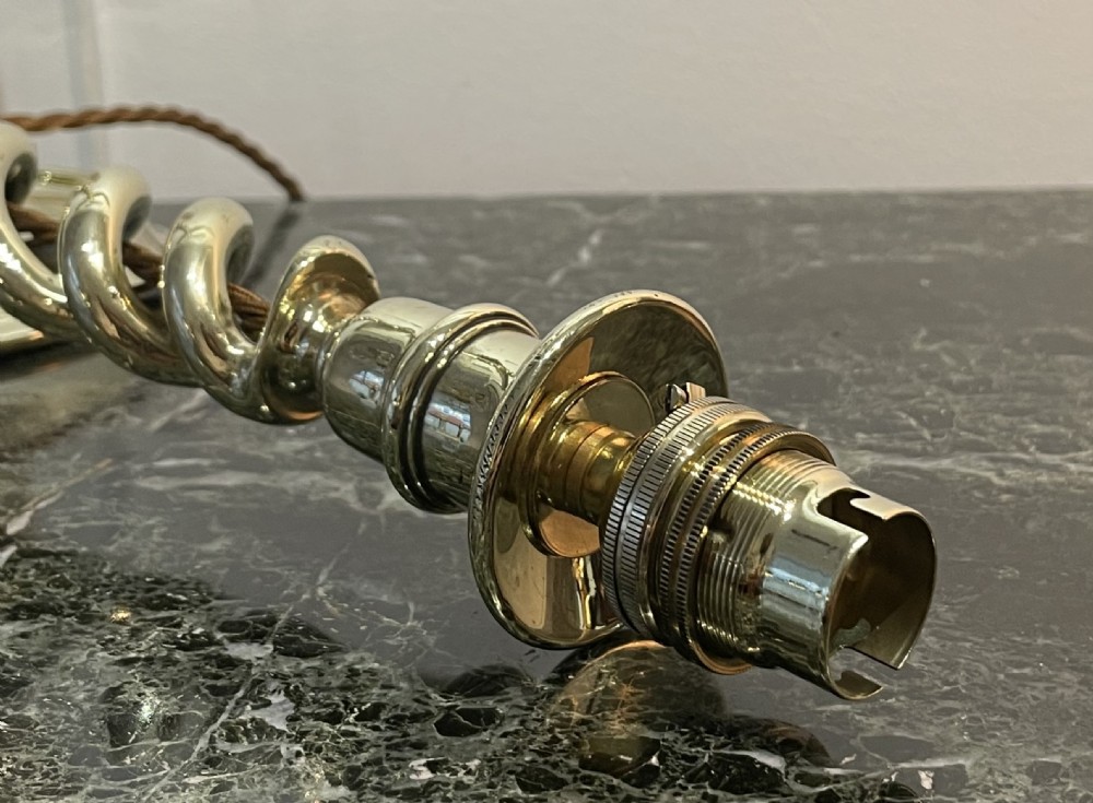 Good Pair of Tall Brass Table Lamps View VII