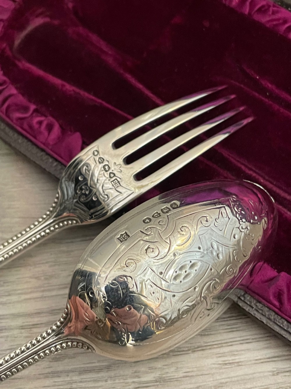 Victorian Silver Christening Set, 1882 View II