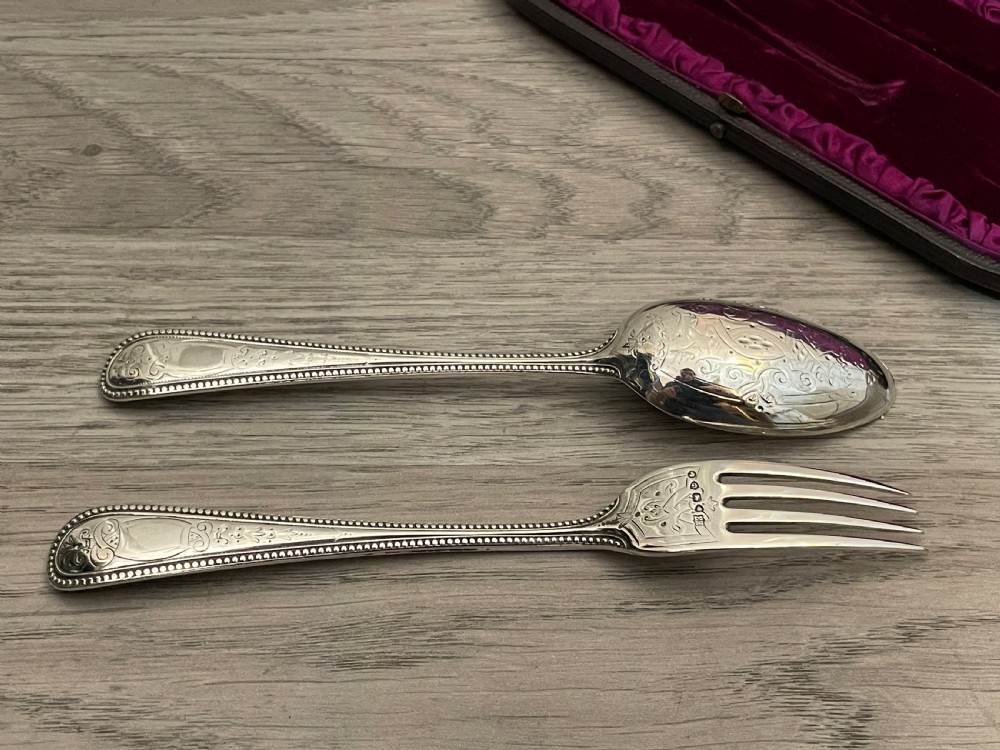 Victorian Silver Christening Set, 1882 View V