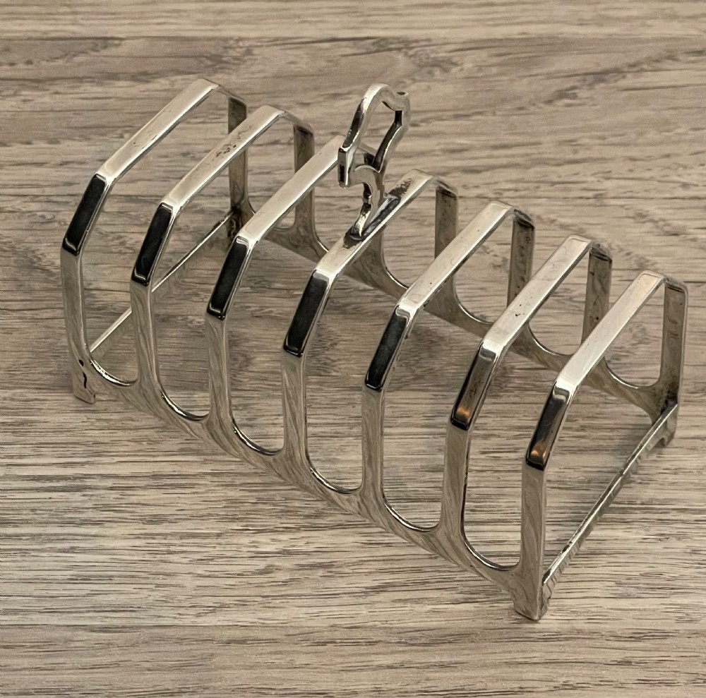 Art Deco Solid Silver Six Division Toast Rack