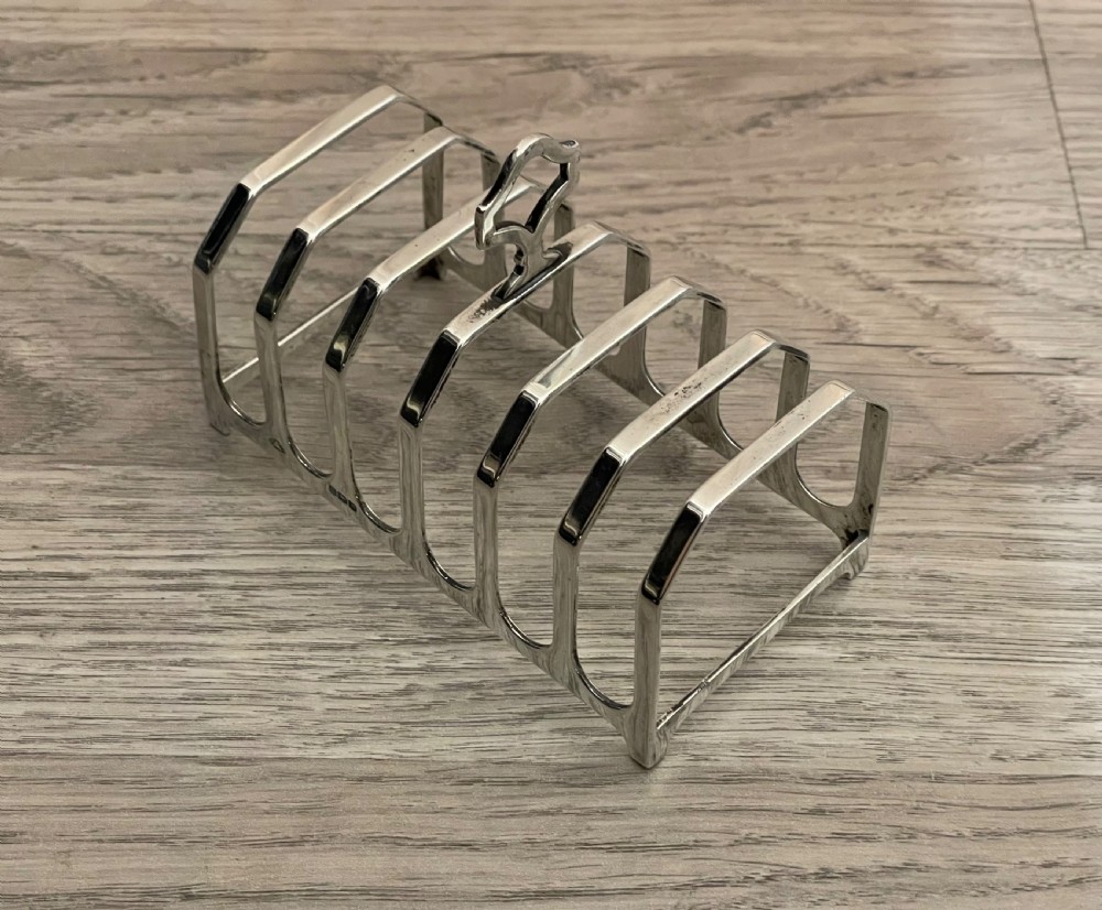 Art Deco Solid Silver Six Division Toast Rack View II