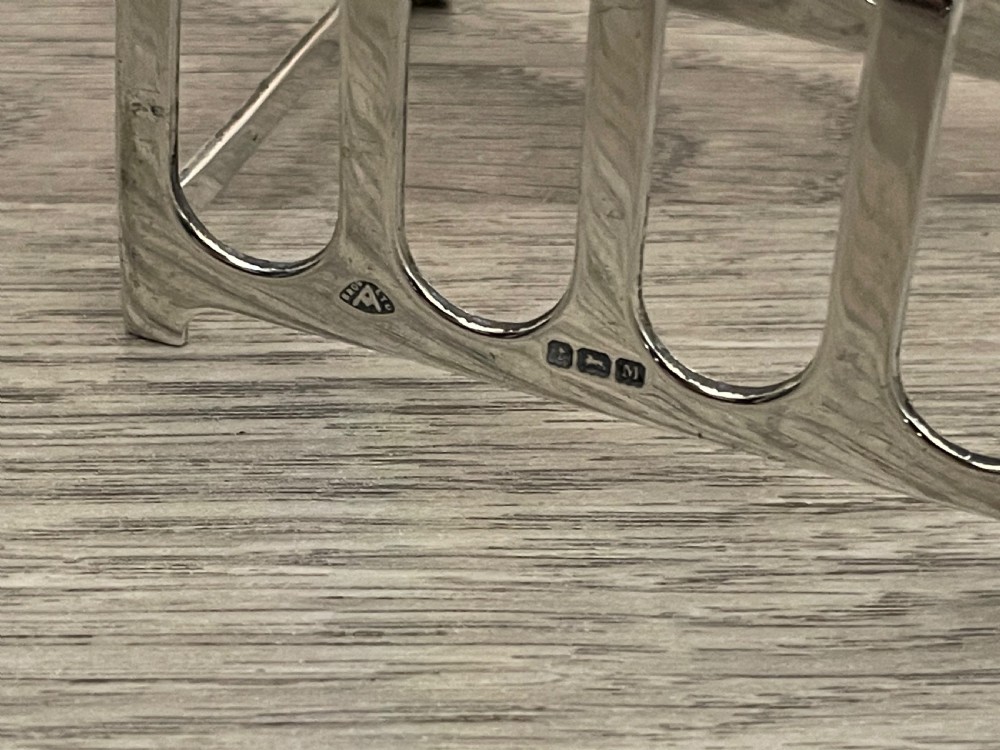 Art Deco Solid Silver Six Division Toast Rack View III