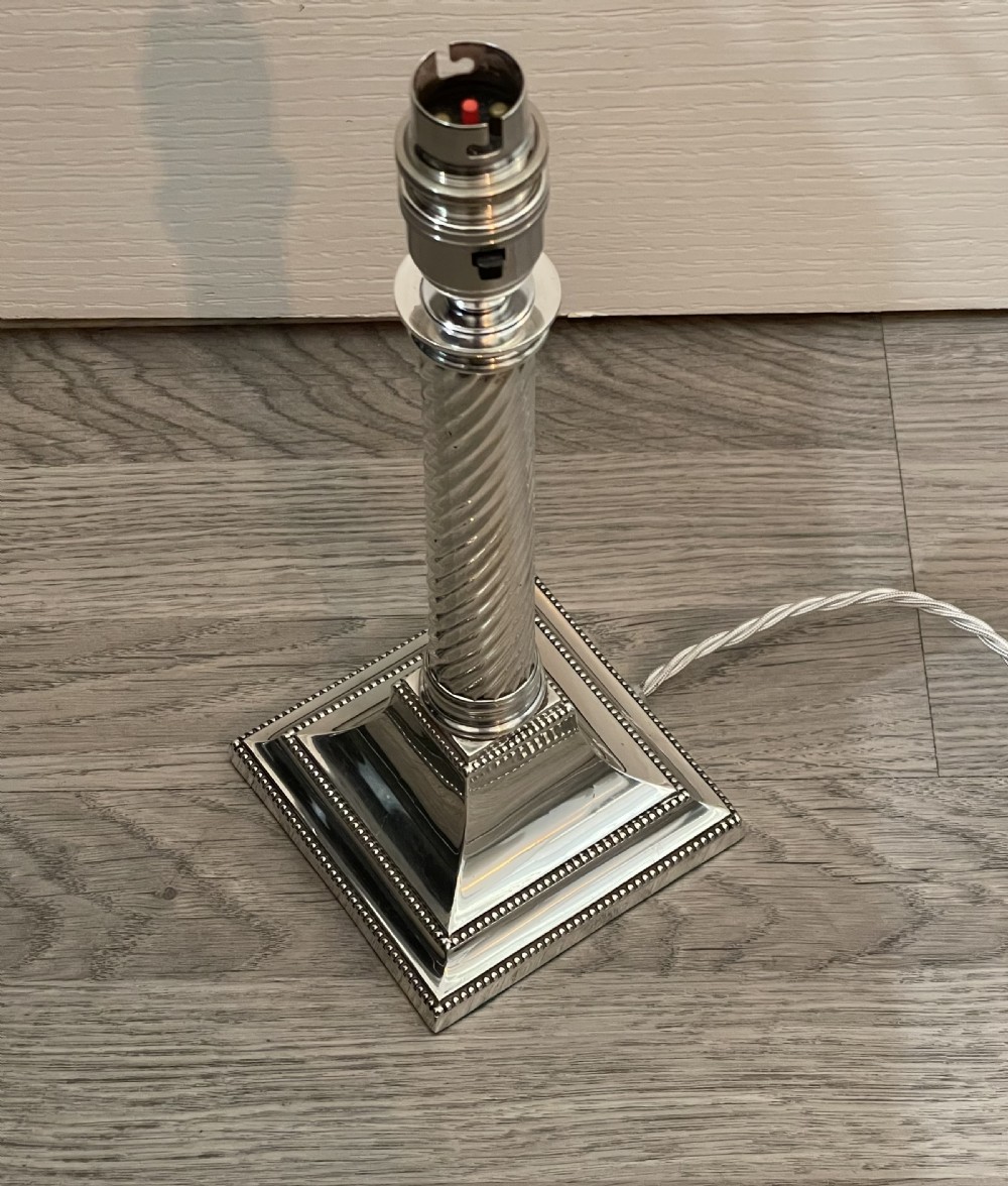 George V Solid Silver Table Lamp View II