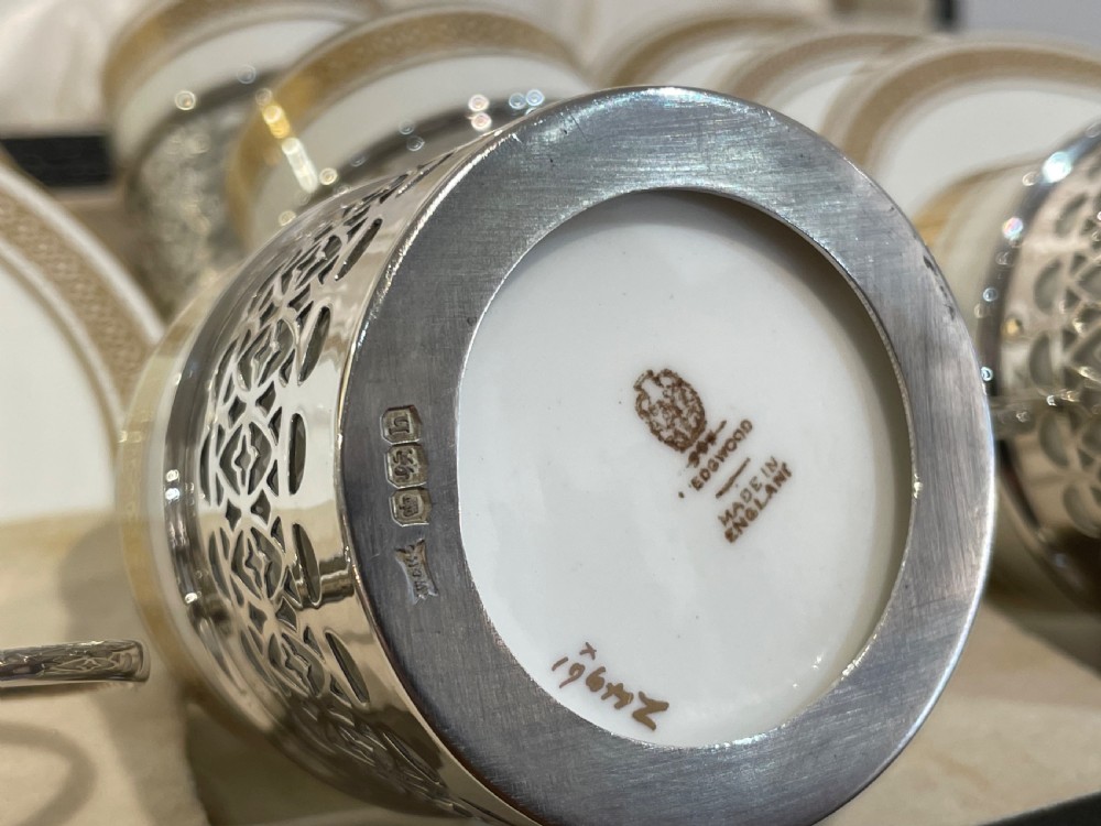 Set of George V Coffee Cans & Saucers with Silver Holders, 1925 View XIII