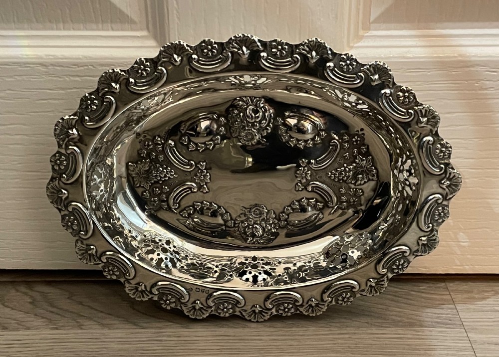 Quality Late Victorian Silver Fruit Basket View V